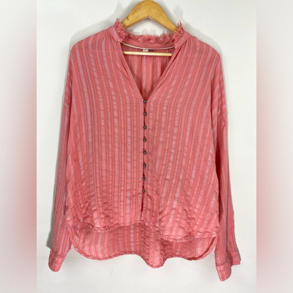 Anthropologie Pilcro The Tavi Button-down Blouse Pink Size Large - Picture 2 of 11
